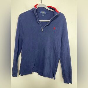 Polo Ralph Lauren Kid’s Blue Quarter Zipper Sweatshirt Sz L Little Pony